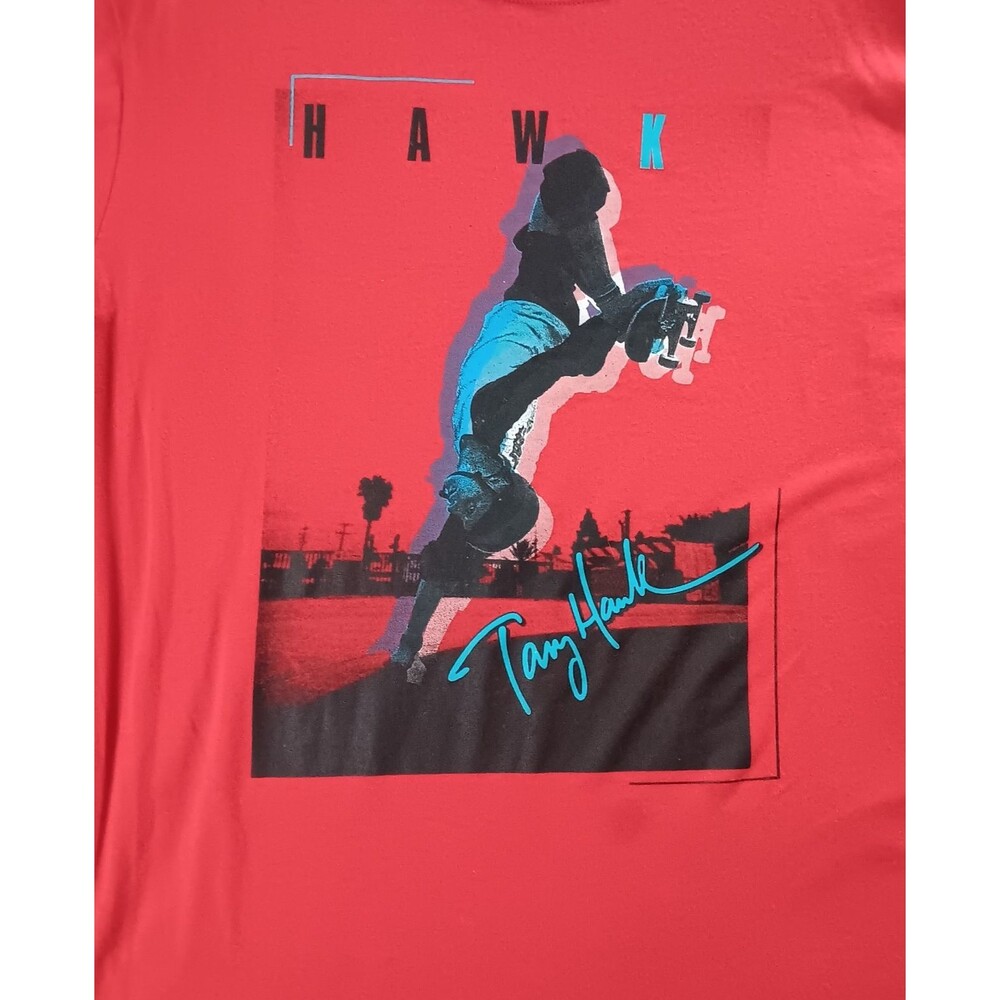 Tony Hawk Skater Graphic T-Shirt Mens Large Red Skateboarding Urban Streetwear